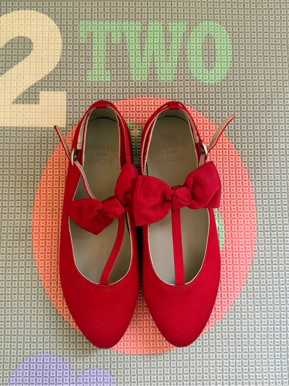 Janie and Jack Red Girls' Bow Strap Dress Shoes